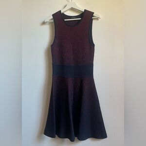 Ann Taylor Elegant Sleeveless Burgundy Navy Dress sz Small office preppy